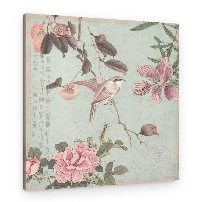 Asian Bird and Peonies – Canvas Print