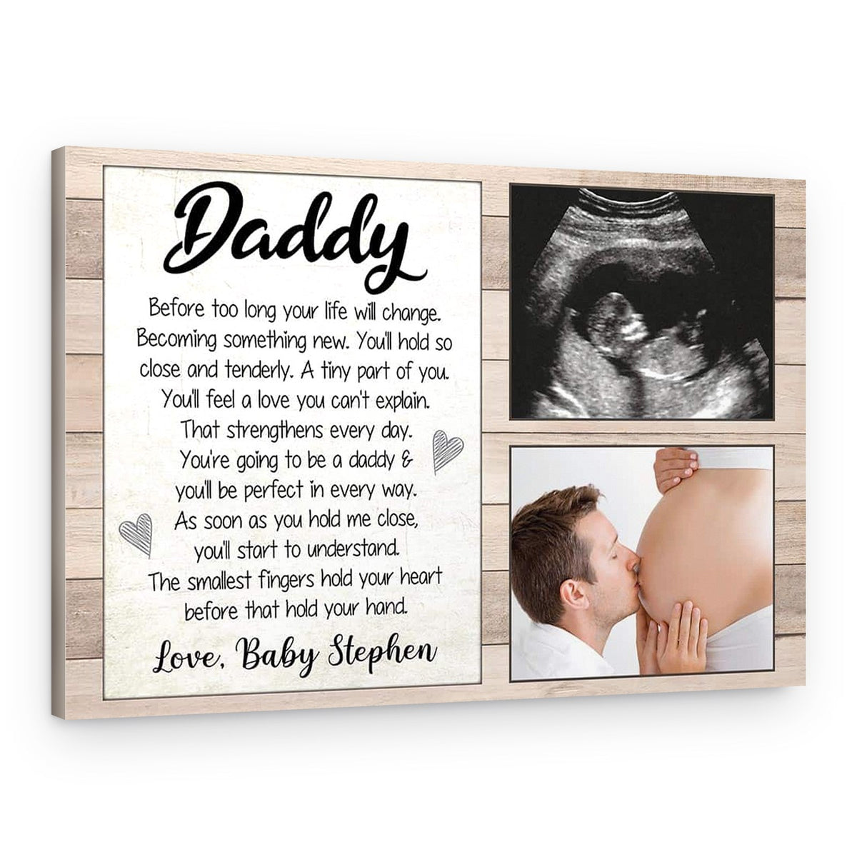 Gift for Expecting Dad Custom Photo Sonogram Canvas Print – Canvas Print – Design A
