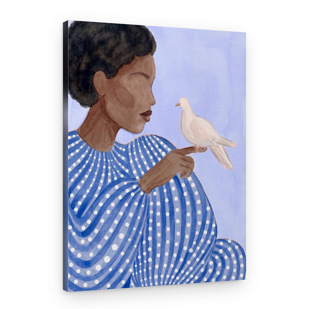 Serene Woman and Dove – Canvas Print
