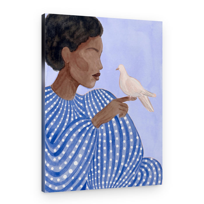 Serene Woman and Dove – Canvas Print