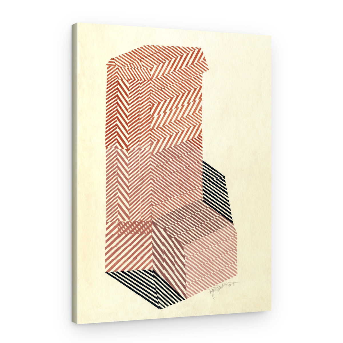Geometric Block Illusion – Canvas Print