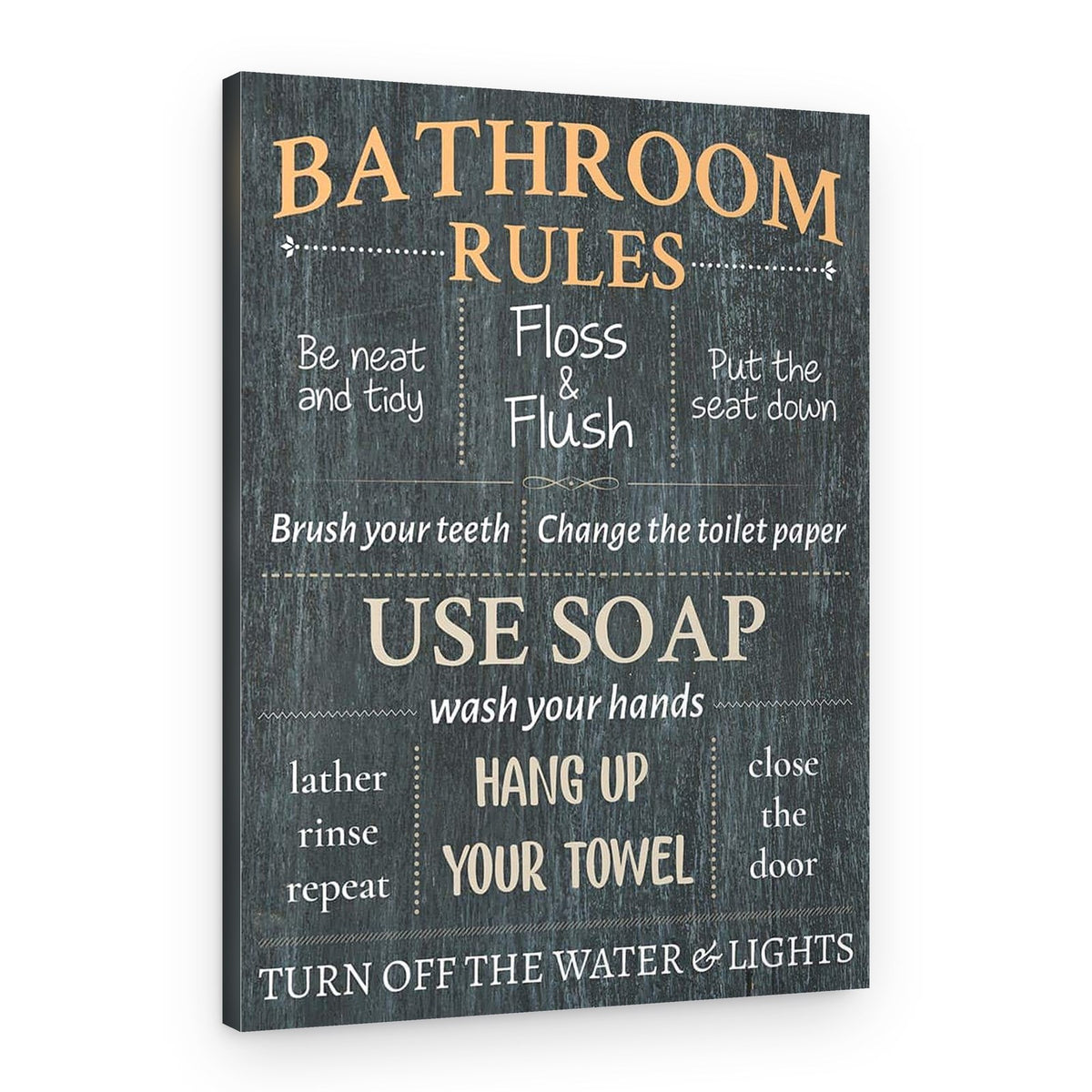 Bathroom Rules Sign Canvas Print – Canvas Print