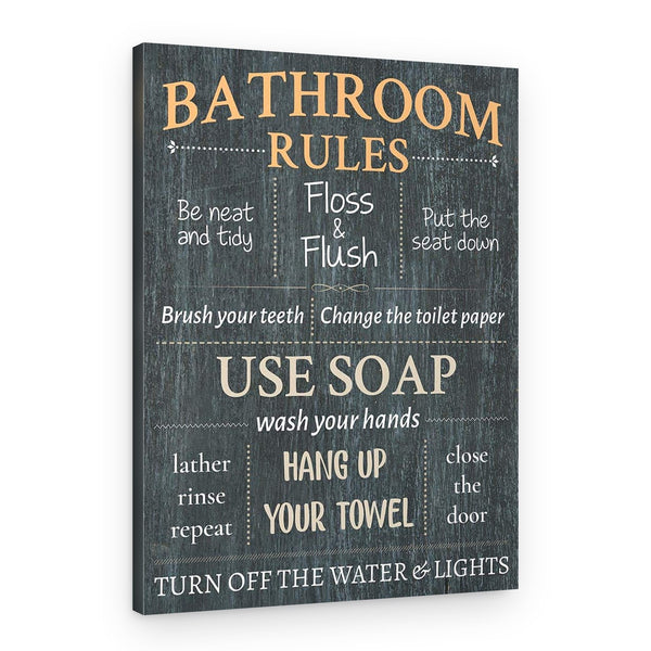 Bathroom Rules Sign Canvas Print