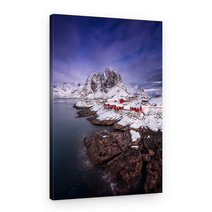 Snowy Lofoten Village – Canvas Print