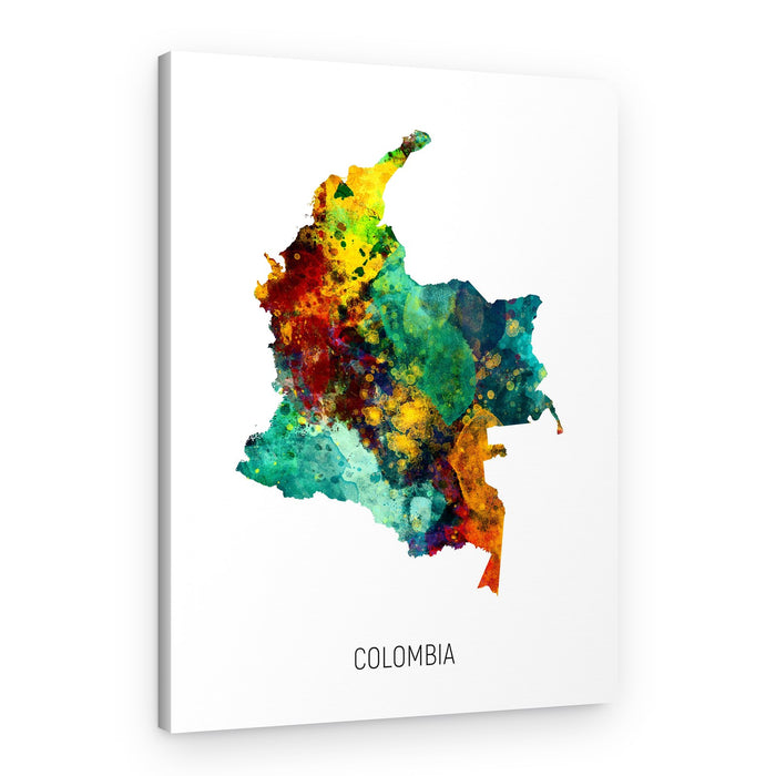 Vibrant Colombia Map – Canvas Print
