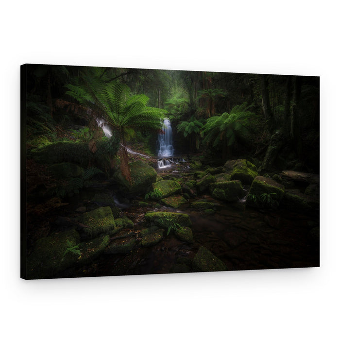 Misty Forest Waterfall – Canvas Print