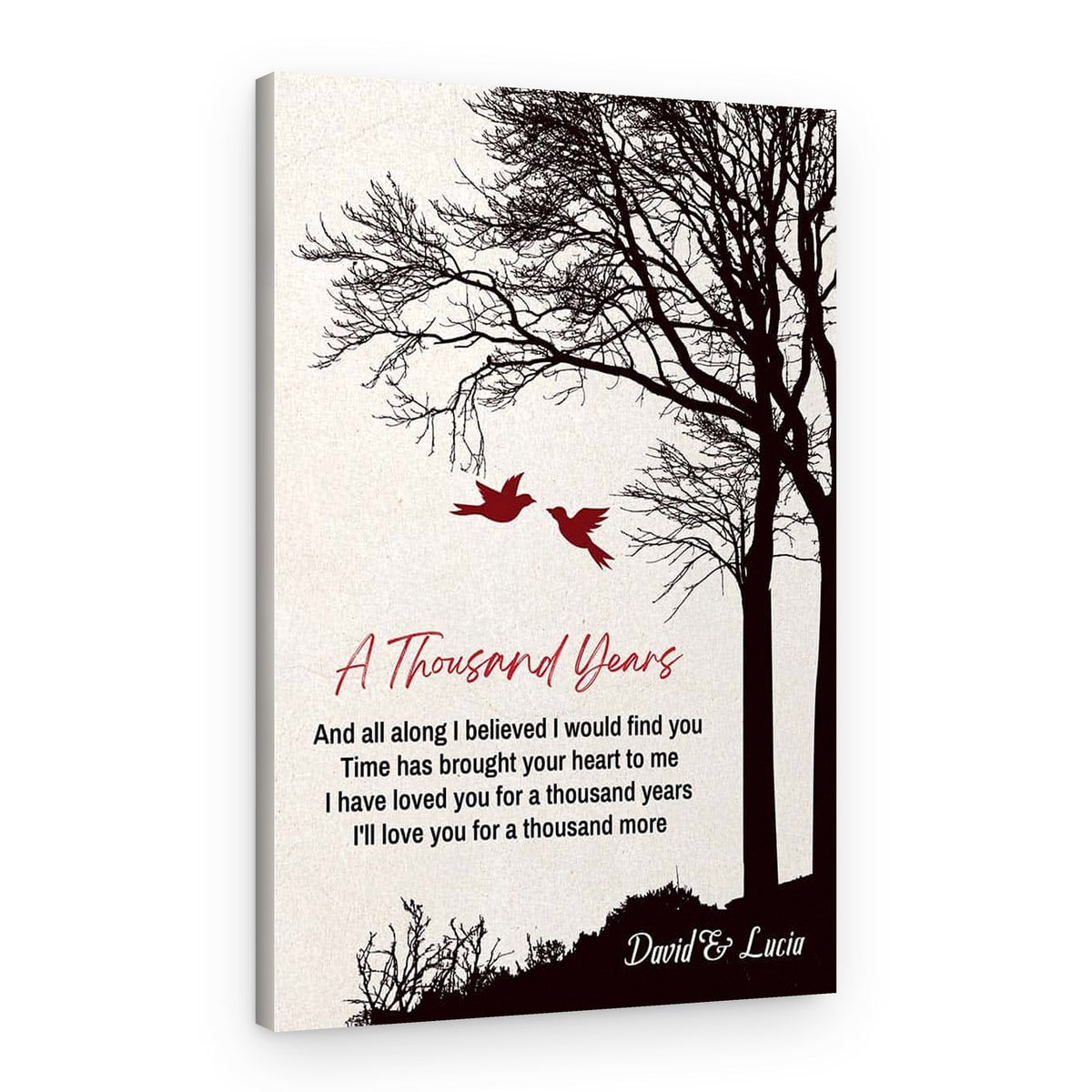 Cardinals with Tree 40th Anniversary Custom Song Lyrics Canvas Print – Canvas Print
