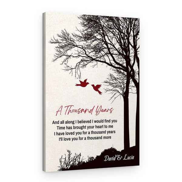 Cardinals with Tree 40th Anniversary Custom Song Lyrics Canvas Print
