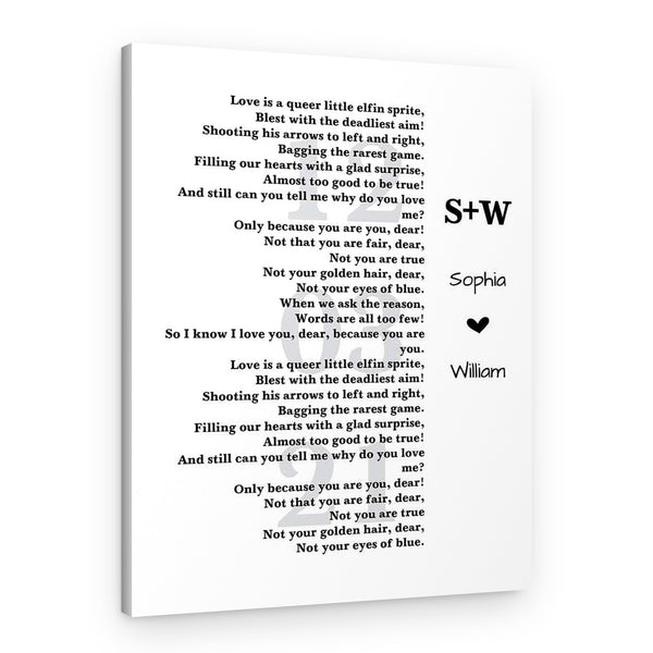 Couple Song Lyrics Custom Canvas Print