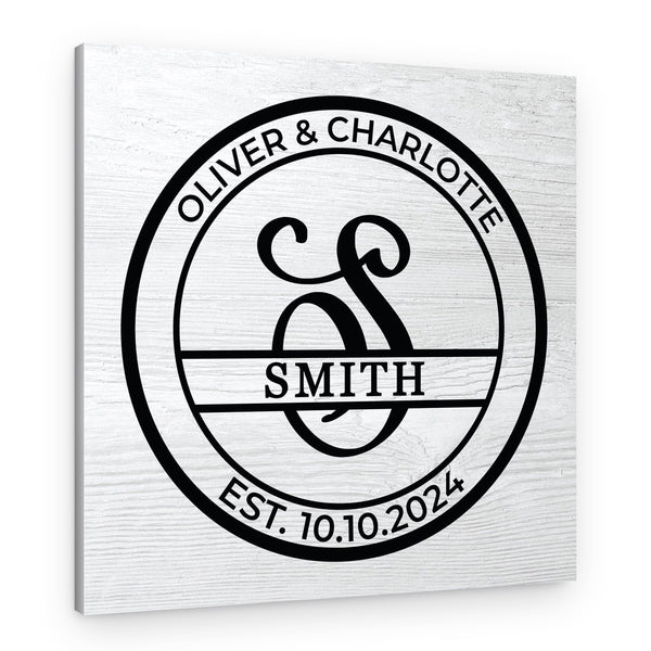 Monogram Last Name Initial Custom Canvas Print