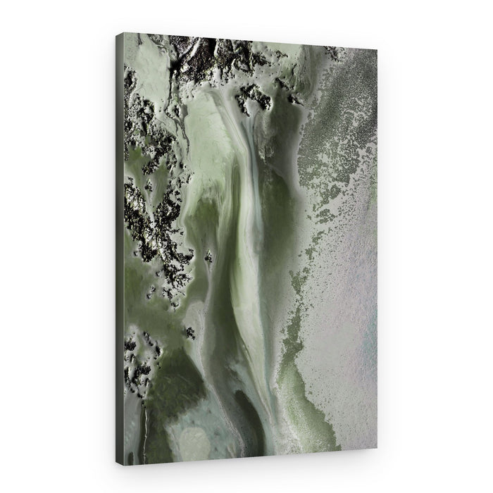 Hand Painted -Midnight Mirage - Green textured art – Canvas Print
