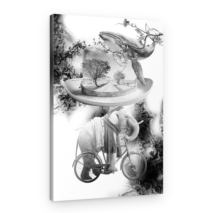 Whimsical Elephant Whale Dream – Canvas Print