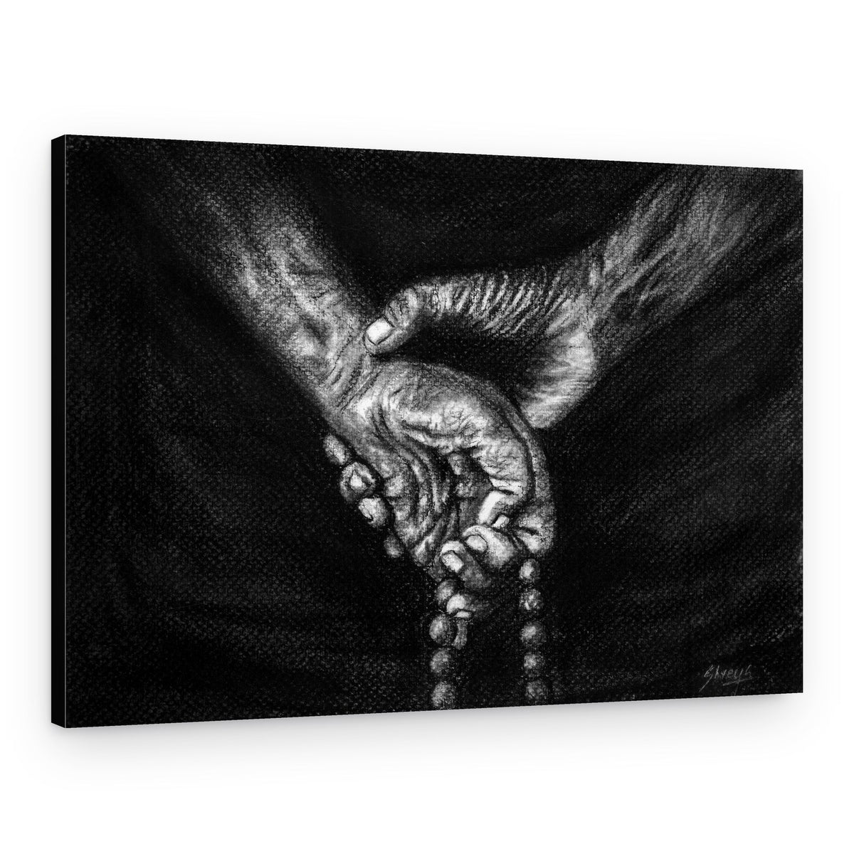 Praying Hands Rosary – Canvas Print
