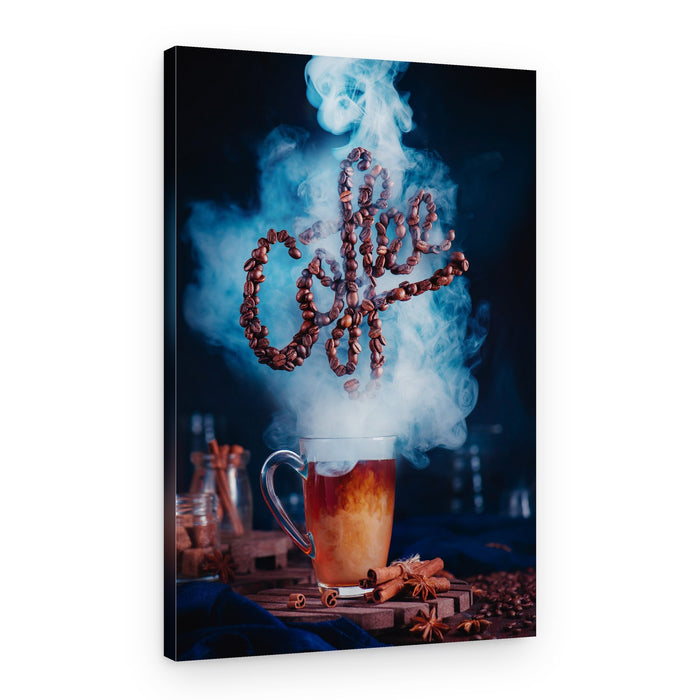 Steaming Coffee Bean Art – Canvas Print