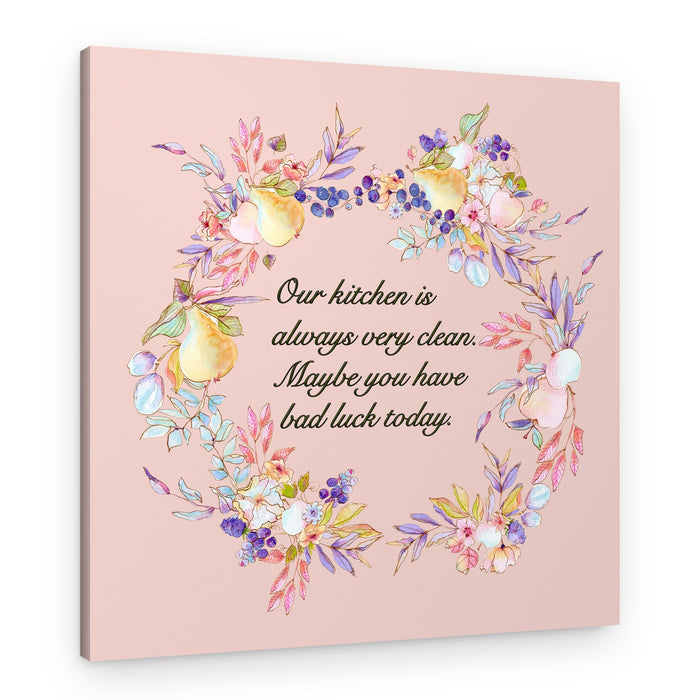 Clean Kitchen Quote Wreath – Canvas Print