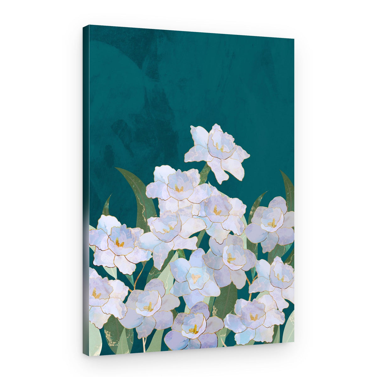 Elegant Floral Teal Garden – Canvas Print