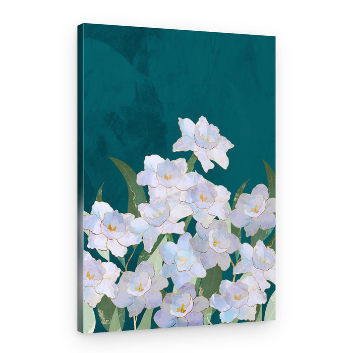 Elegant Floral Teal Garden – Canvas Print