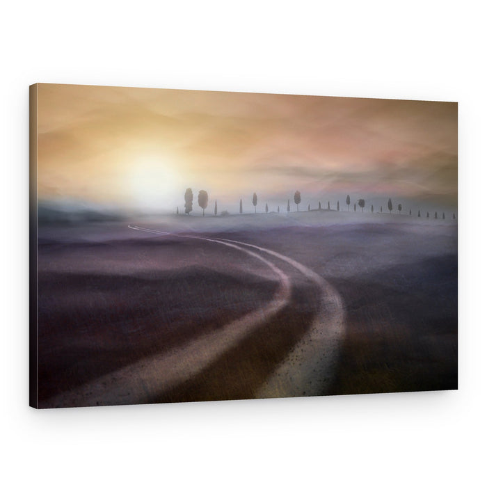 Dreamy Misty Country Road – Canvas Print