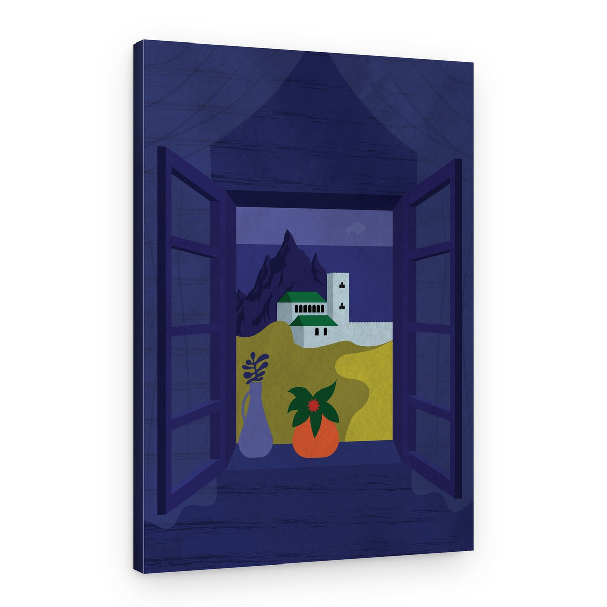 Mediterranean Night Window – Canvas Print