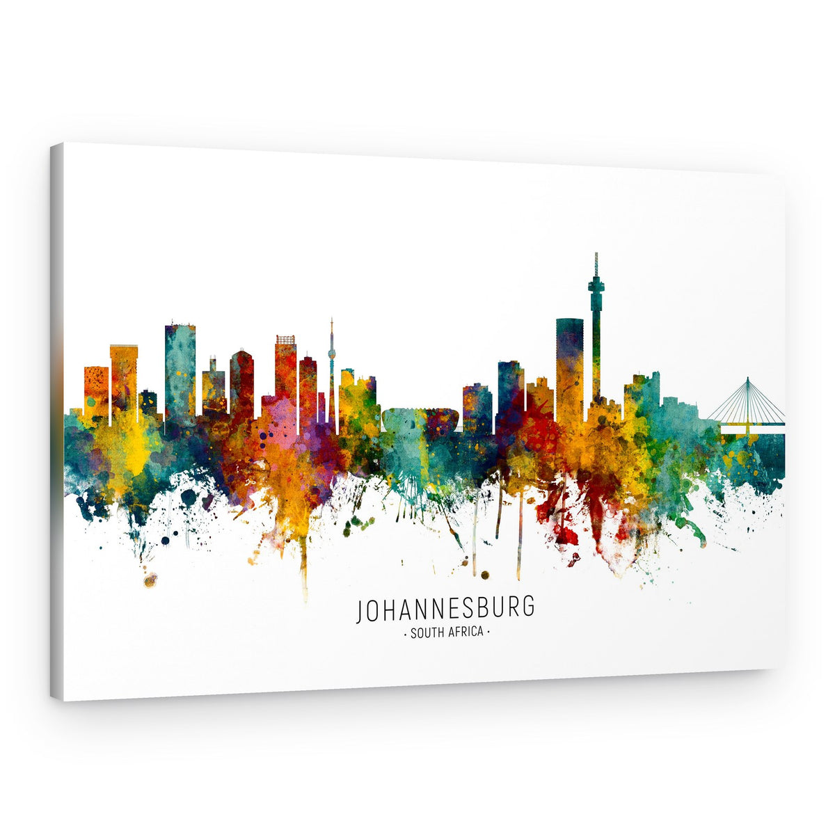 Johannesburg Watercolor Skyline – Canvas Print