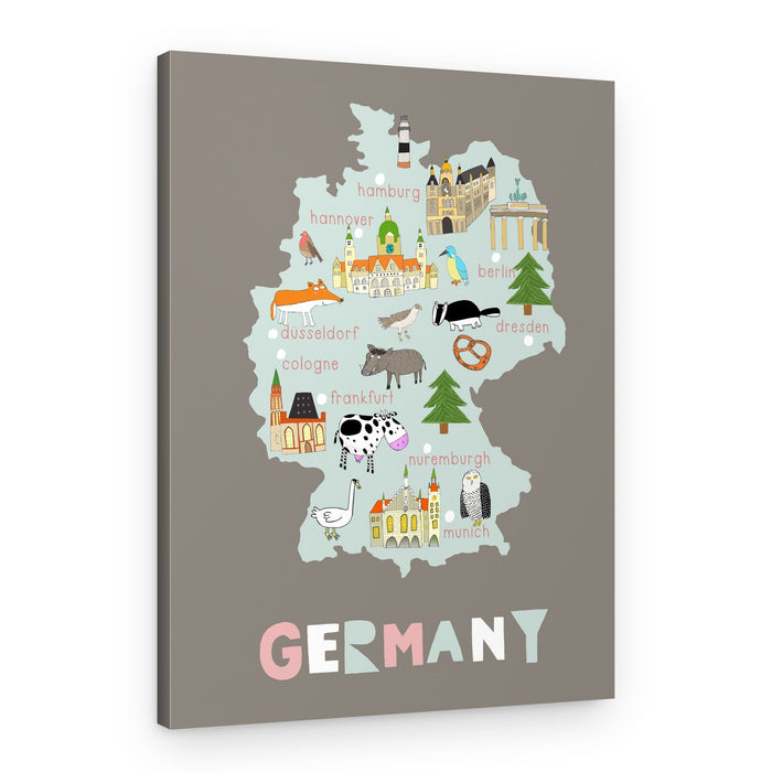 Whimsical Germany Map – Canvas Print