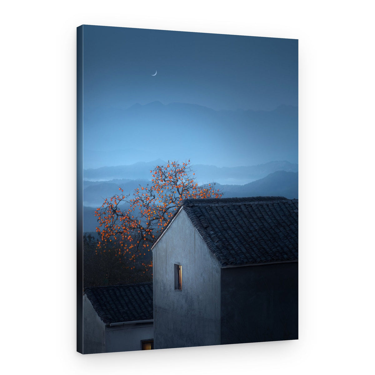 Warm Light Village Night – Canvas Print