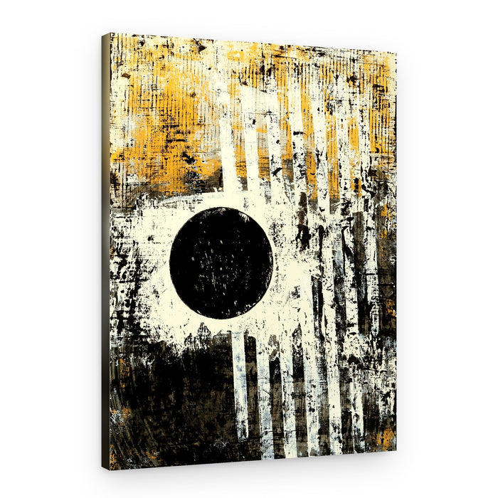 Textured Black Circle Stripes – Canvas Print