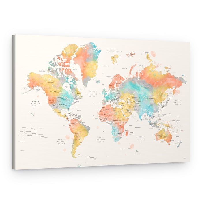 Watercolor World Map – Canvas Print