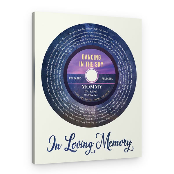 In Loving Memory Custom Spiral Song Lyrics Canvas Print