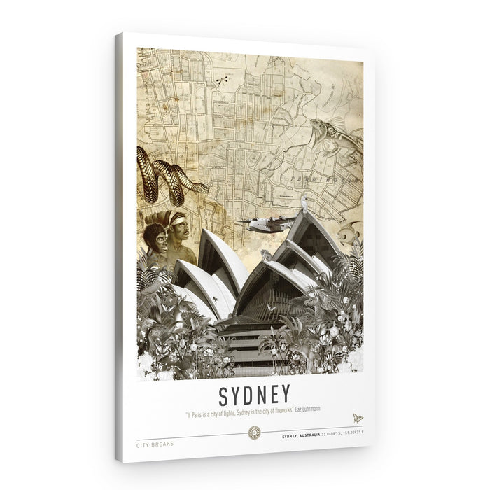 Sydney Vintage Travel Collage – Canvas Print