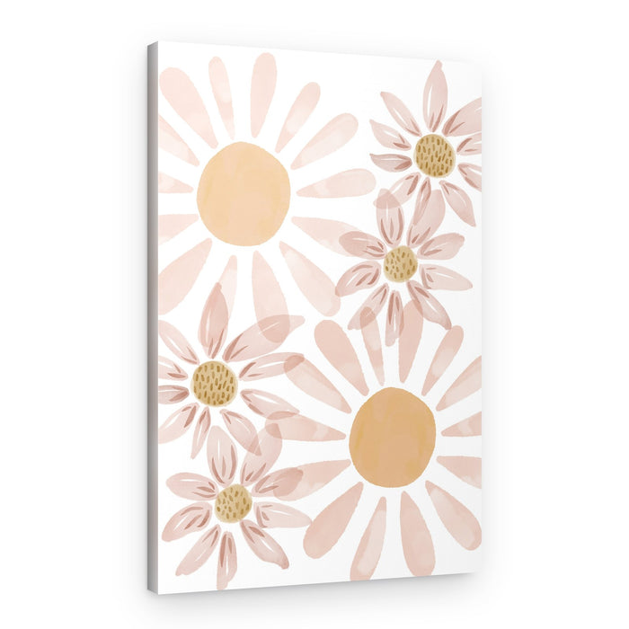Soft Peach Daisies – Canvas Print