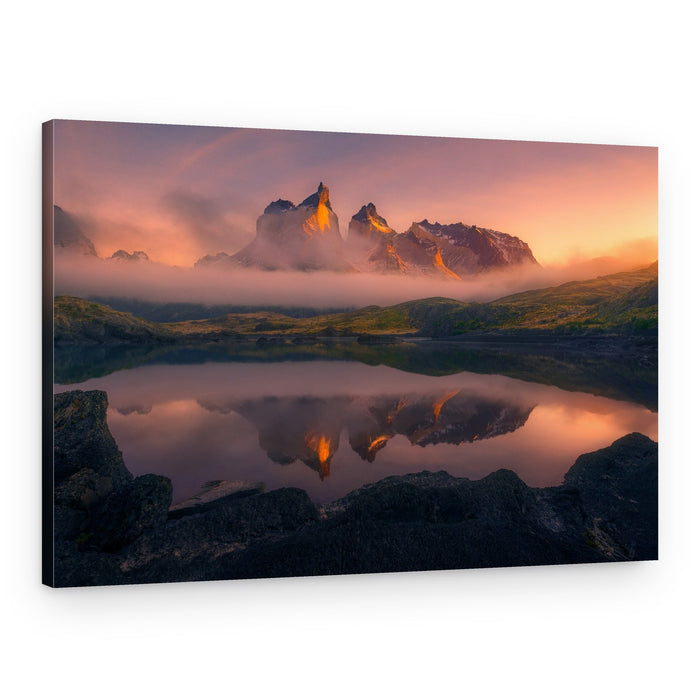 Golden Hour Mountain Reflection – Canvas Print