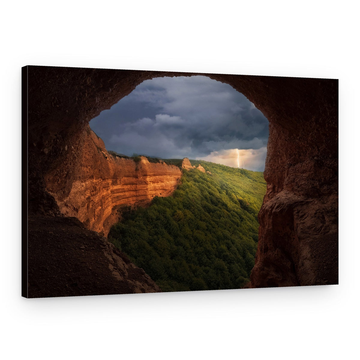Dramatic Cave Lightning Storm – Canvas Print