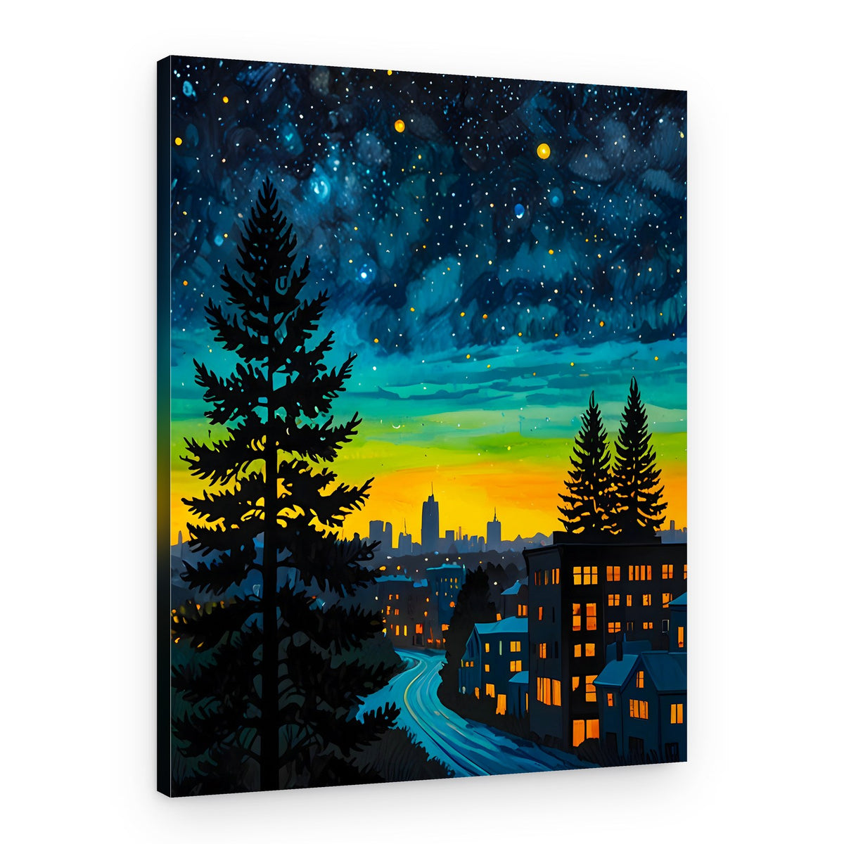 Starry City Evening – Canvas Print