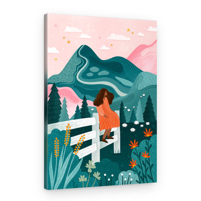 Woman Rural Starry Night – Canvas Print