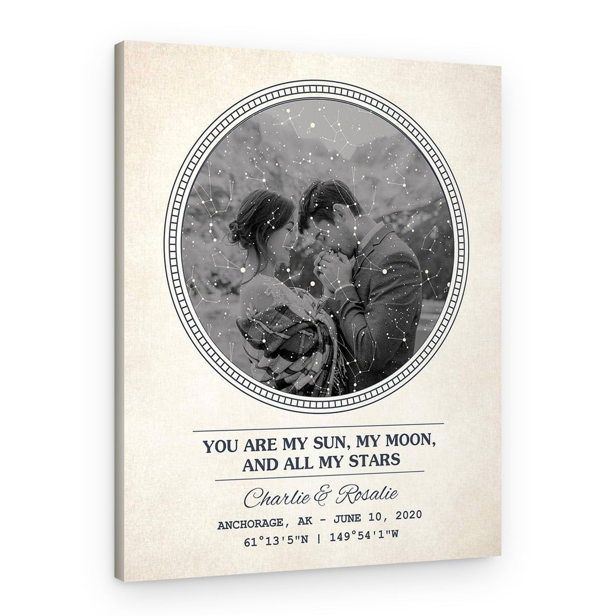 You Are My Sun, My Moon, And All My Stars Star Map Photo Canvas Print – Canvas Print