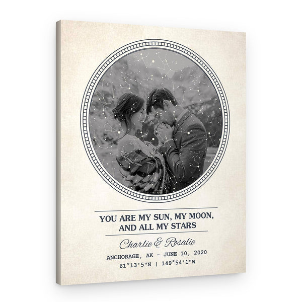 You Are My Sun, My Moon, And All My Stars Star Map Photo Canvas Print