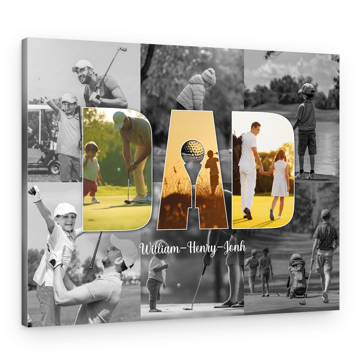 Golfer Dad Photo Collage Canvas Print – Canvas Print