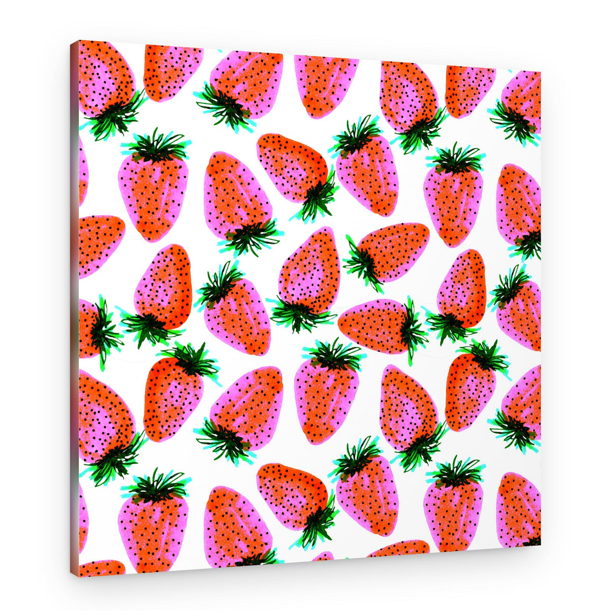 Vibrant Strawberry Pattern – Canvas Print