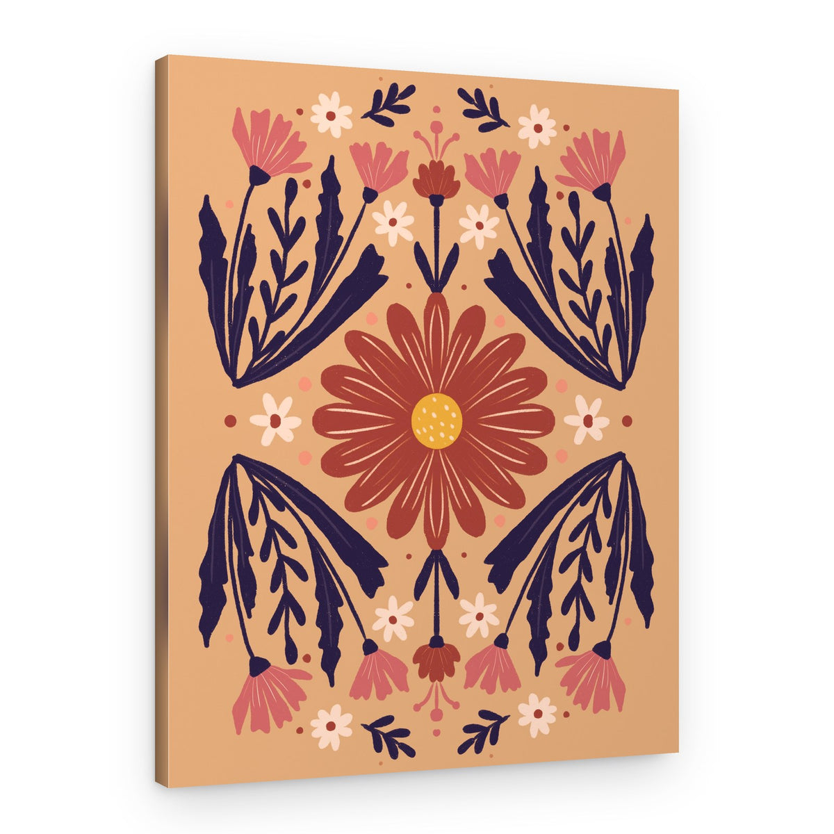 Earthy Boho Floral Pattern – Canvas Print