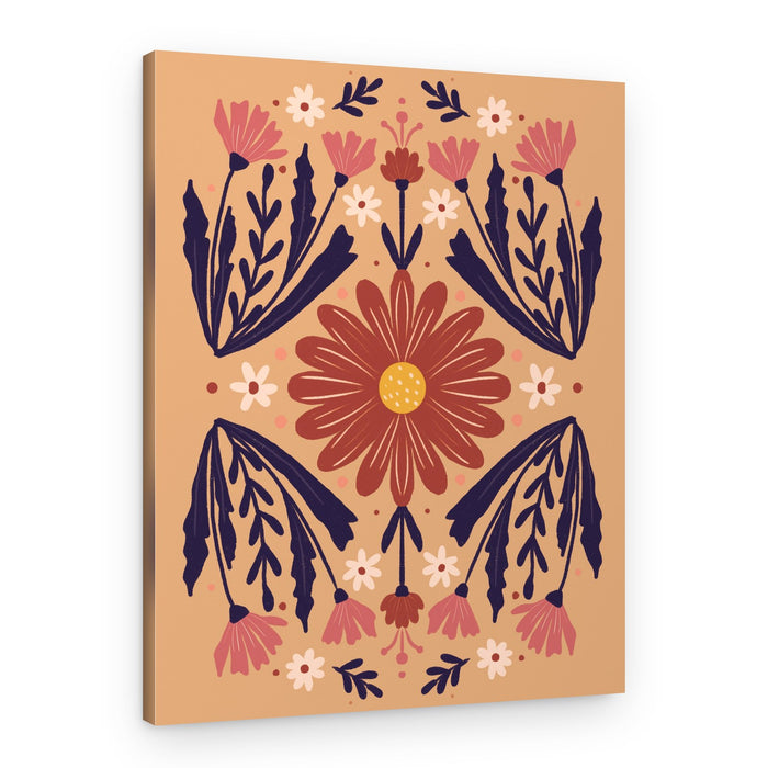 Earthy Boho Floral Pattern – Canvas Print