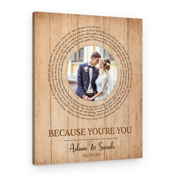 Personalized Spiral Lyric With Couples Image Canvas Print