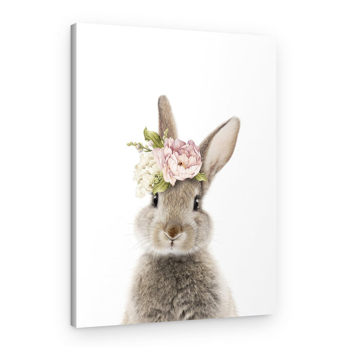 Cute Bunny Floral Crown – Canvas Print