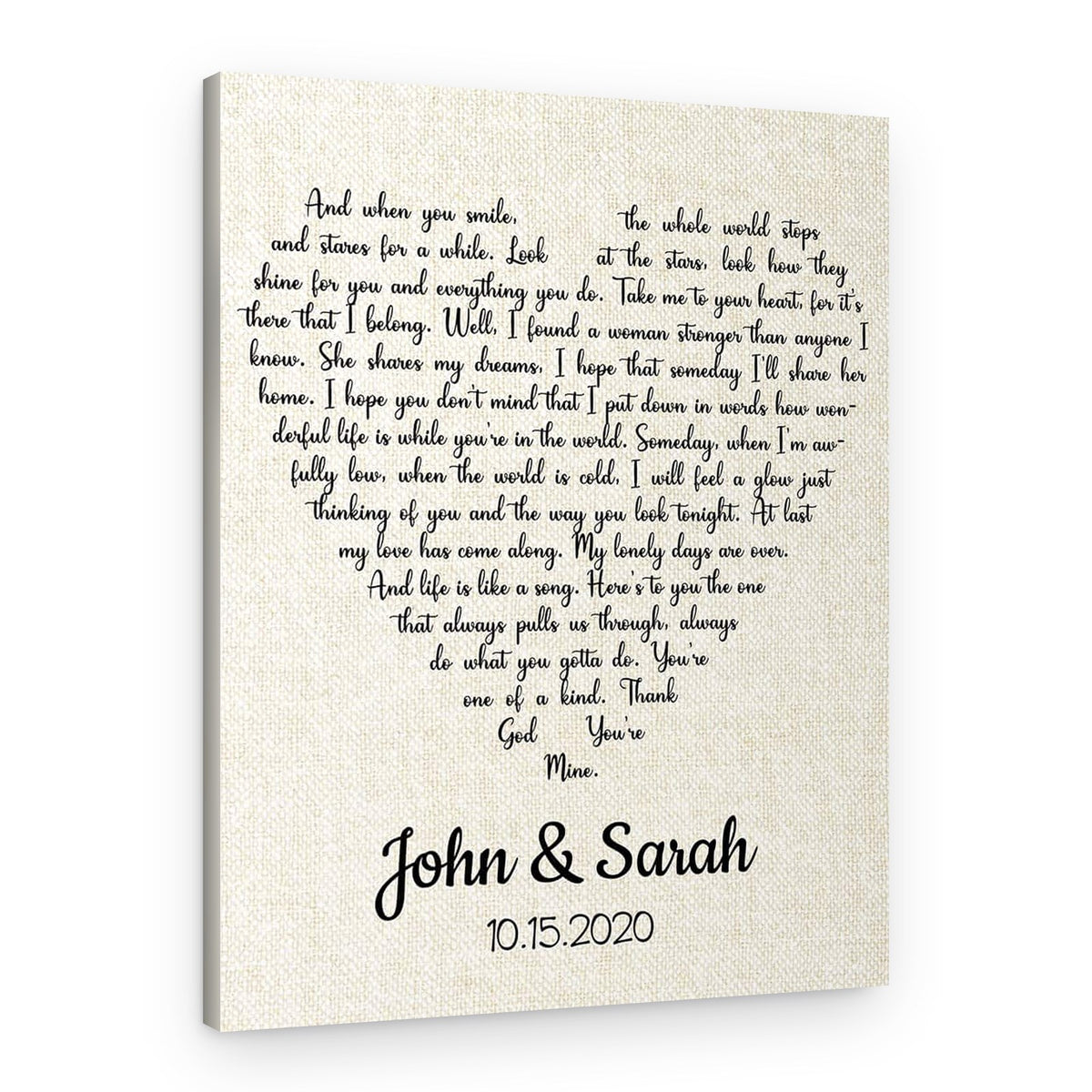 Heart-Shaped Anniversary Song Lyrics Canvas Print – Canvas Print
