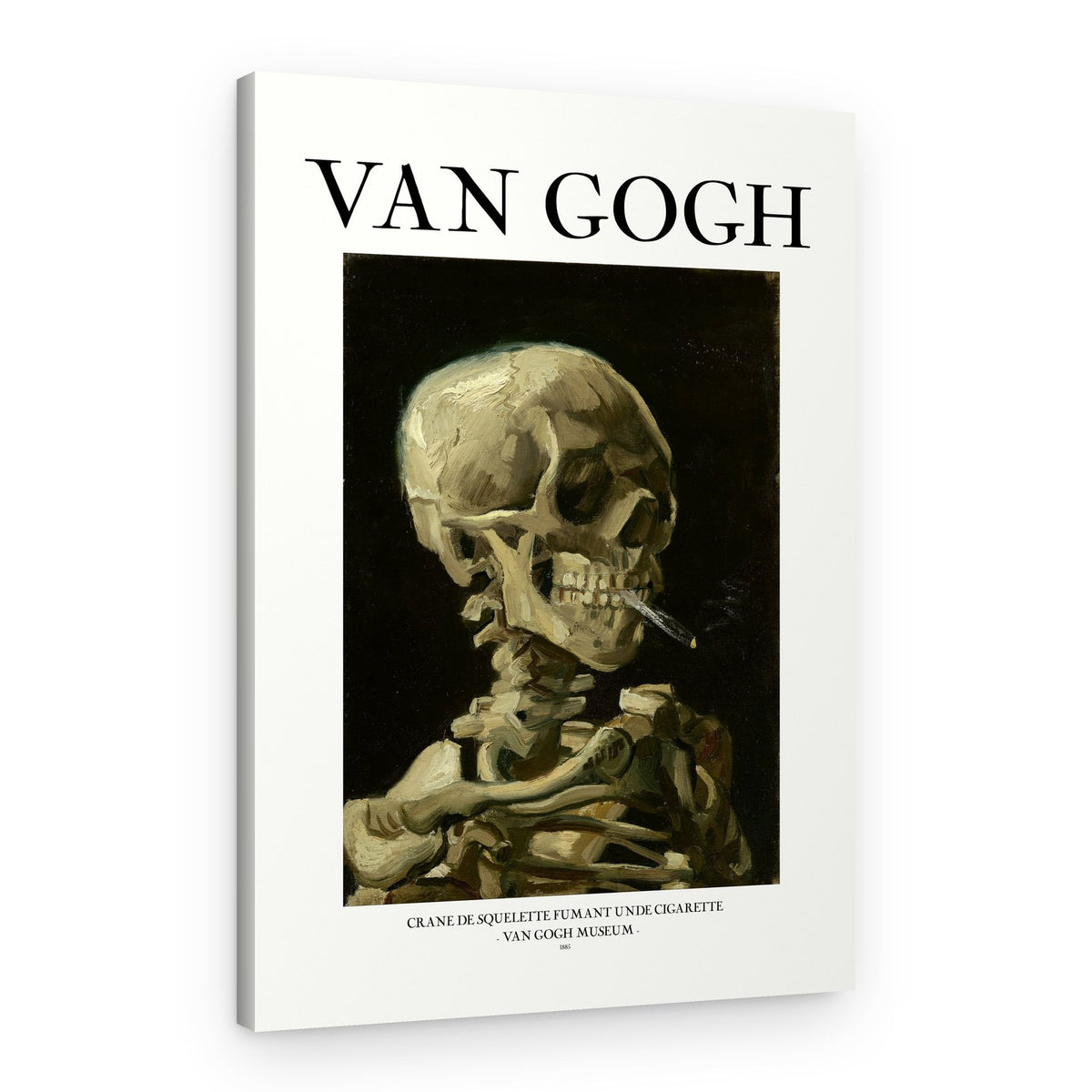 Head of a skeleton with a burning cigarette – Canvas Print