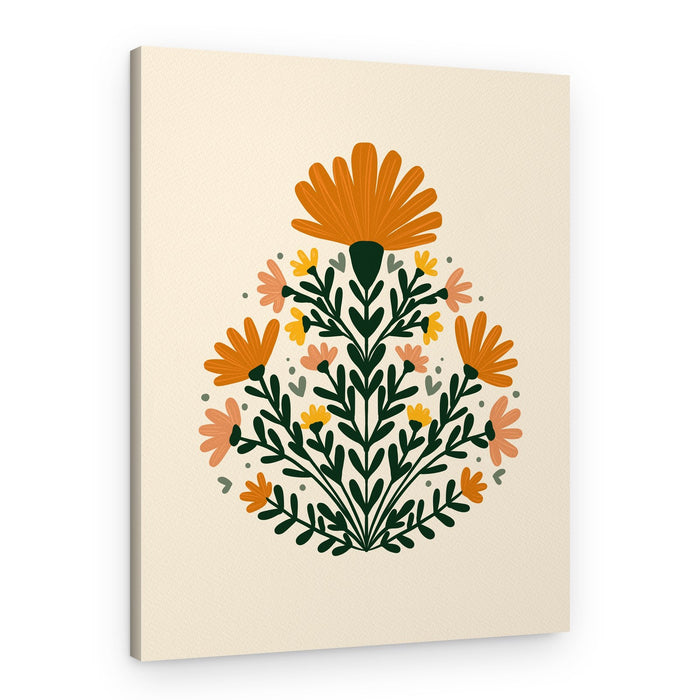 Symmetrical Folk Floral – Canvas Print