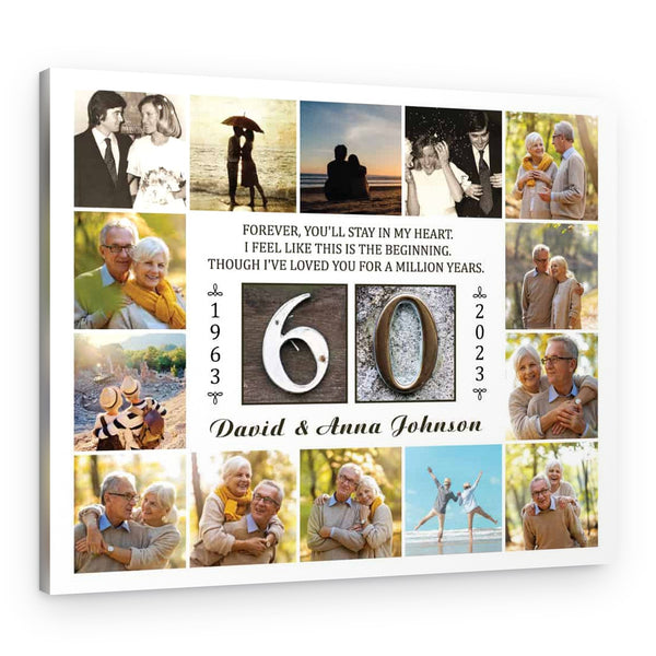 60 Years Forever You’ll Stay In My Heart Photo Collage Canvas Print