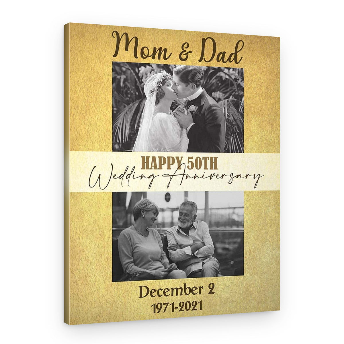 Happy 50th Wedding Anniversary Custom Photo Canvas Print – Canvas Print