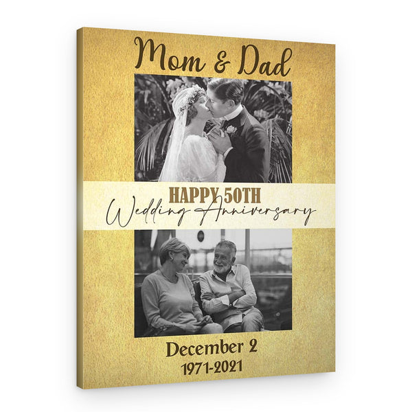 Happy 50th Wedding Anniversary Custom Photo Canvas Print