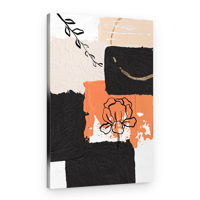 Abstract Black Orange Bloom – Canvas Print